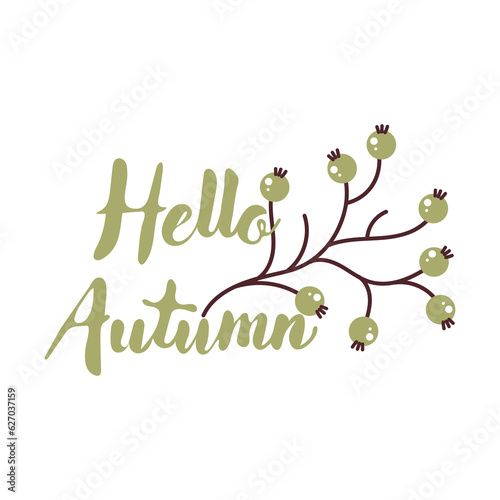 Hello autumn lettering, vector illustration