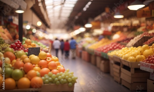 Fruit Market With Blurred Background