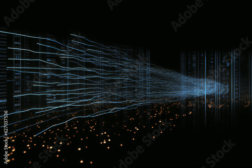 futuristic corridor of data center internet cloud server visualization of datastreams photo