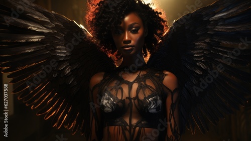 african american angel with black wings