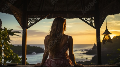 girl meditating on the sea © Aliaksei