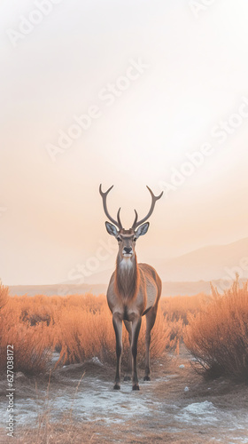 Deer in natural scenes  animal photography Serene Deer in a Foggy Mountain Field deer in the mountains