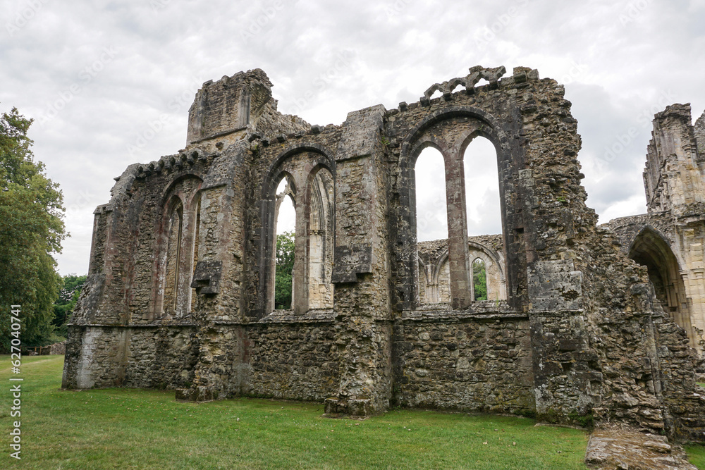 Historic ruins of Netley Abbey in Hampshire England. Late medieval monastery remains 