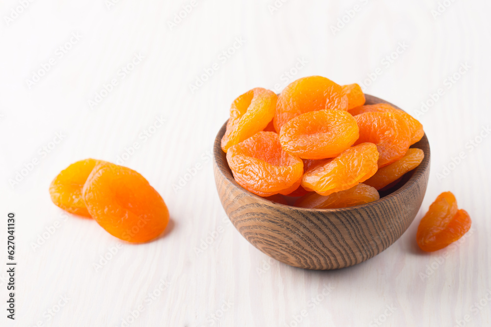 Dried apricots in a bowl. 