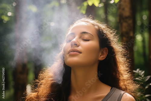 A person practicing deep breathing exercises to reduce anxiety. 