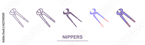 Steel nippers tool icon. Cutting pliers, pincers, isolated on white background. Vector illustration