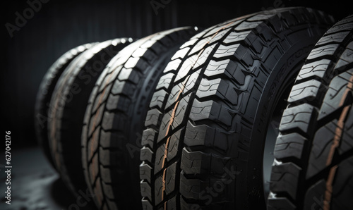Brand-new winter car tires made of rubber © Vladyslav