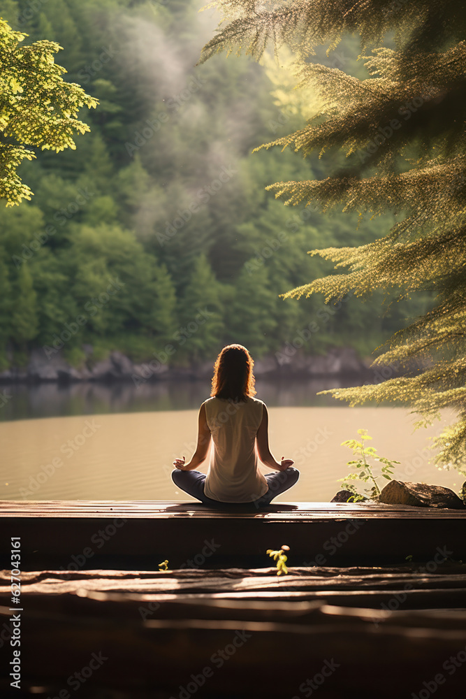 A person practicing mindfulness meditation in a serene natural setting.