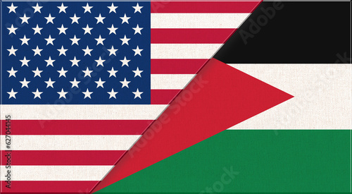 Flags of USA and Jordan. American and Jordanian national flags photo