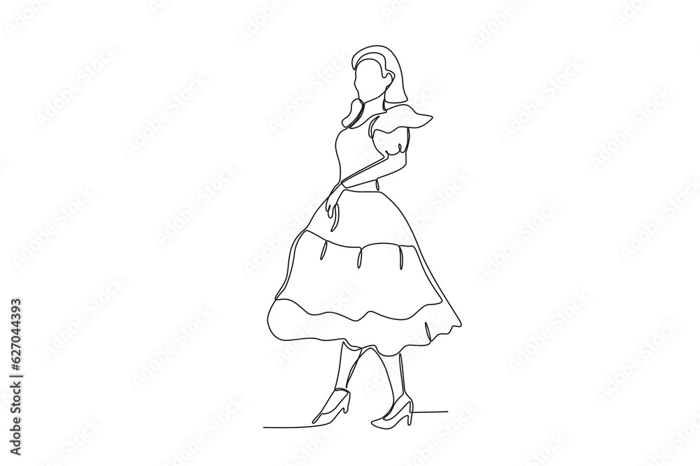 A woman wearing a dress. Fiestas patrias chile A woman wearing a dress. Fiestas patrias chile