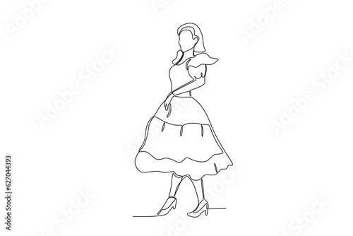 A woman wearing a dress. Fiestas patrias chile