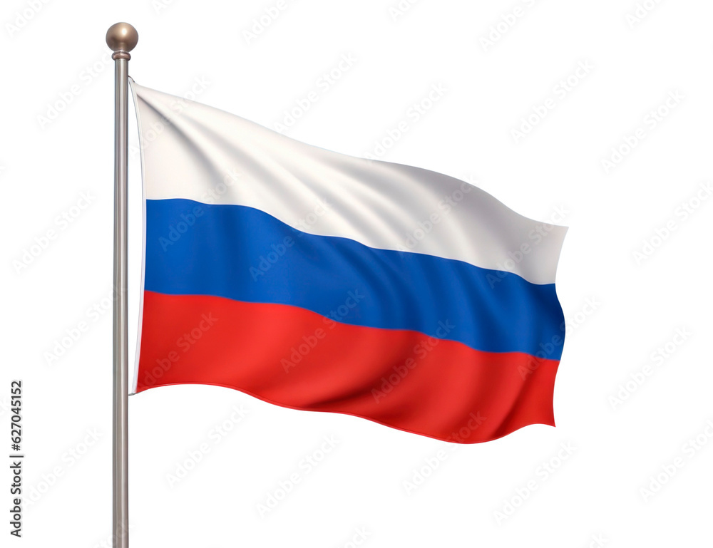 Obraz premium Russia flag waving isolated on transparent background. AI generative