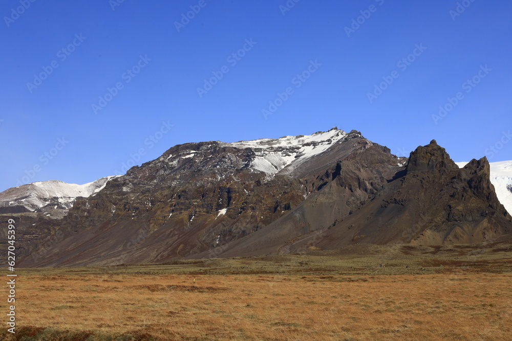 View of Svínafellsjökull which is an Icelandic glacier constituting a glacial tongue of Vatnajökull located in the  Skaftafell National Park 