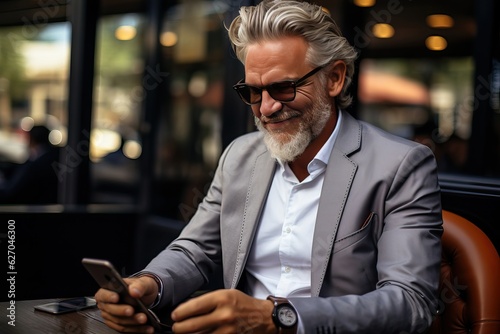 Attractive businessman usin...