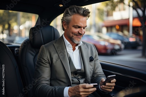 businessman checking his ph...