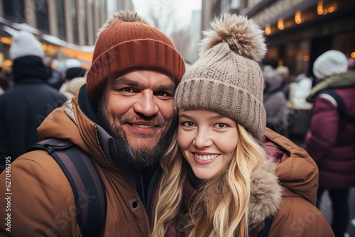 Couple in the street in the...