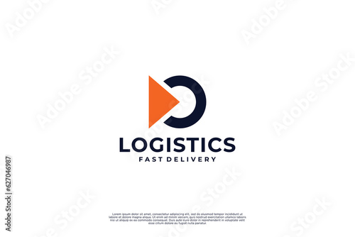 Delivery logo concept, package, courier, logistic design template.