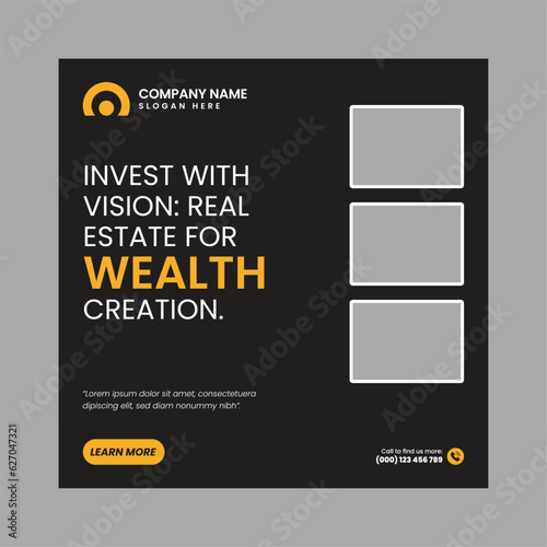 Real Estate Social Media Post Template, property, investment, home, dream, opportunity, market, listings, buyers, sellers, agents, mortgage