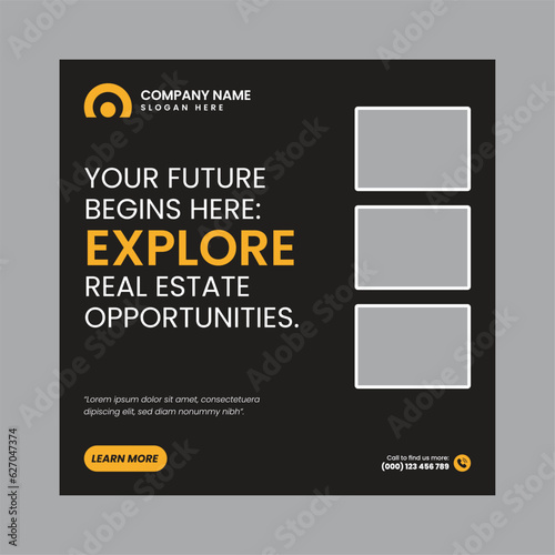 Real Estate Social Media Post Template, property, investment, home, dream, opportunity, market, listings, buyers, sellers, agents, mortgage