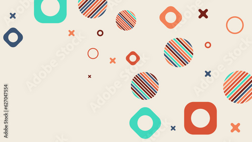 Abstract seamless pattern 80s 90s with geometric shapes in the Memphis style. Vector retro hipster print