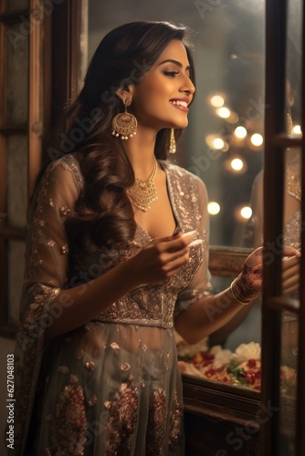 Fun Indian model in modern ethnic dress