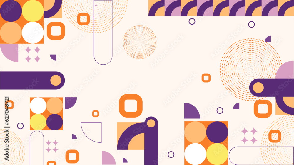 Memphis geometric background with abstract element shapes. Graphic minimal texture for holiday poster, card, social media. Abstract pattern with circle, halftone dots. Geometry banner. vector