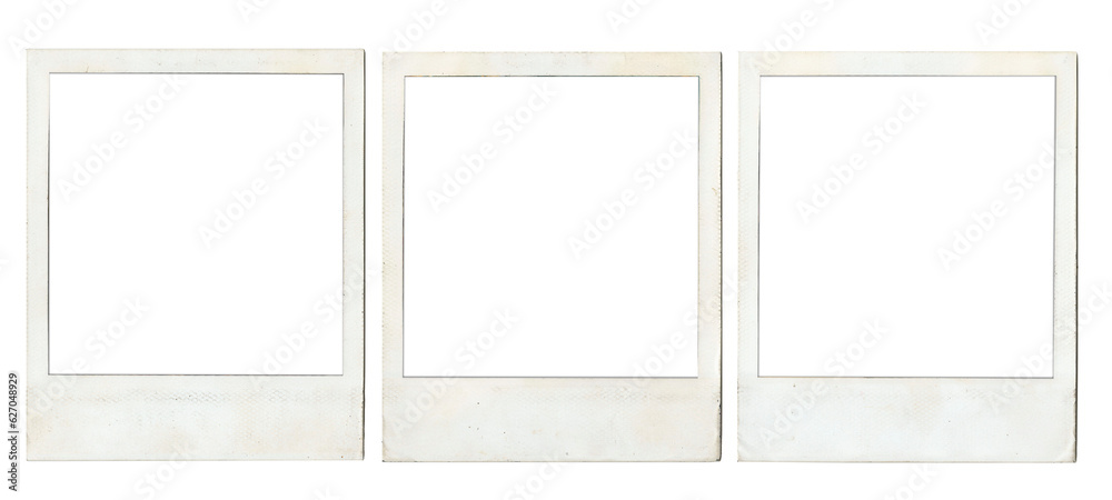 Set of old and dirty white instant photo frames. Empty frame mockup. Vintage card. Template on a transparent background Set of old and dirty white instant photo frames. Empty frame mockup. Vintage card. Template on a transparent background