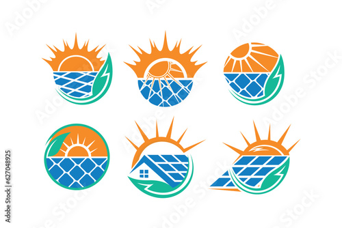 Solar logo design vector collection with unique element idea