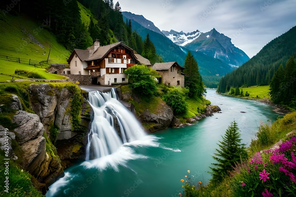 village in the mountains generated Ai. village in the mountains generated Ai.