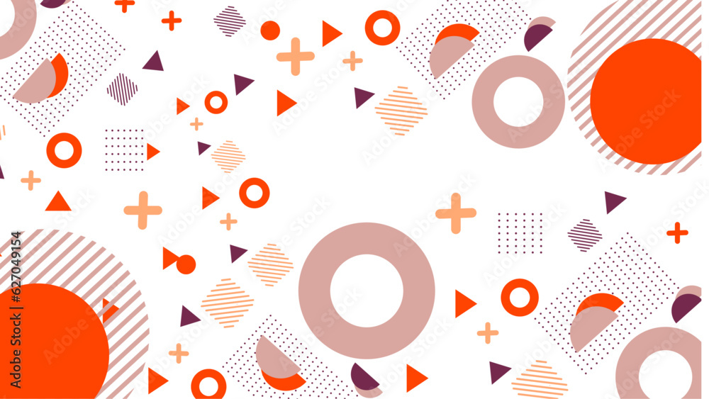 Creative vector frame background with 3d isometric geometric shapes. Vector illustration. Memphis style banner design