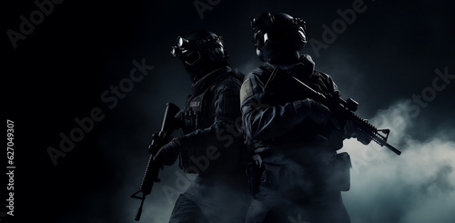 Foto Portrait of a group of fighters of a special unit