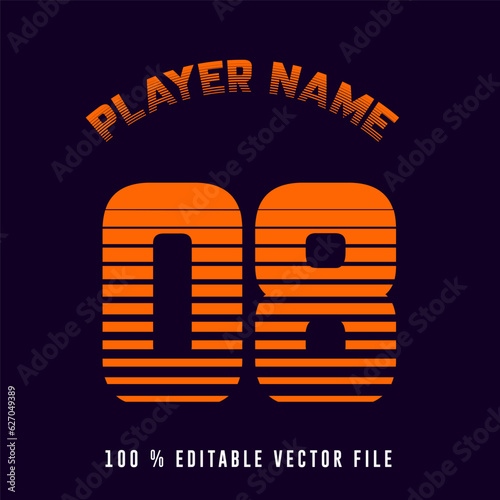 Jersey number basketball team name printable text effect editable vector, Soccer Jersey number.