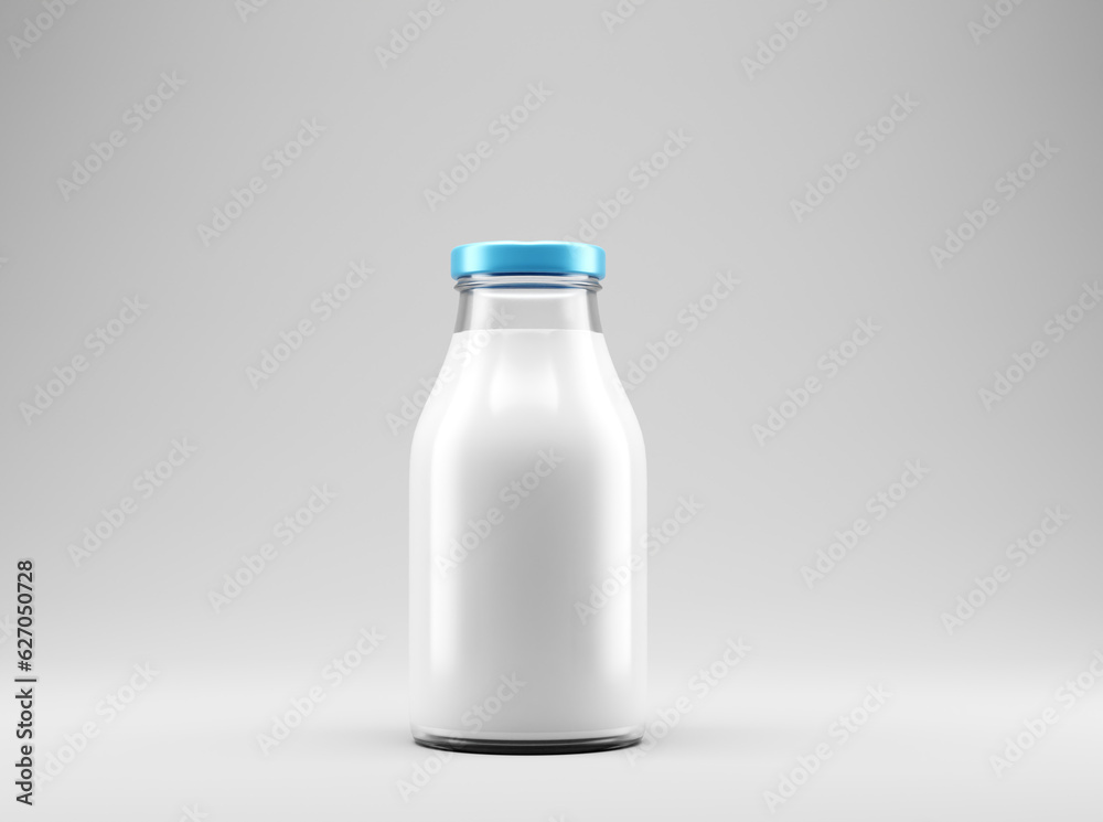 Milk in a glass bottle , a glass bottle of milk mockup, 3d rendering, Milk in a glass bottle , a glass bottle of milk mockup, 3d rendering,
