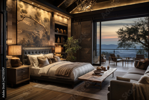 master bedroom barn door remodel, in the style of luxurious opulence