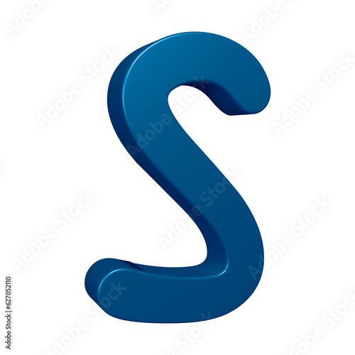 3D blue alphabet letter s for education and text concept