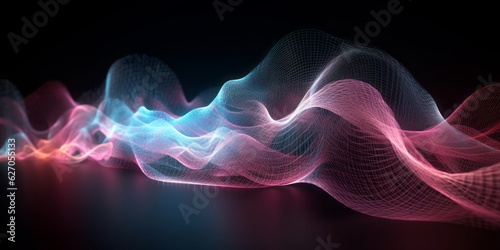 background of plasma wave, Vibrant Blue and Pink Wave in Interconnected Networks with Cinematic Lighting