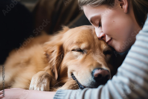 person seeking comfort with pets