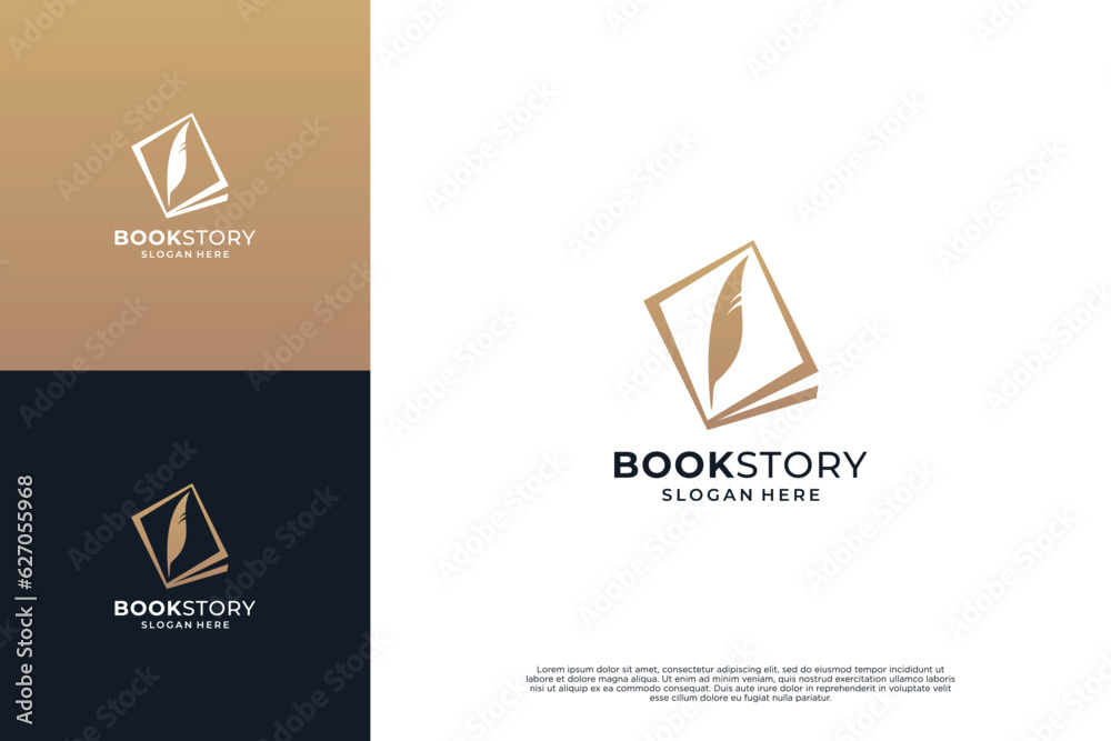 Quill Feather Pen logo design. Minimalist Signature Handwriting logo design vector. Quill Feather Pen logo design. Minimalist Signature Handwriting logo design vector.
