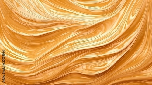 Liquid sweet melted caramel. Wavy abstract background. Peanut butter. Generative AI. Illustration for banner, poster, cover, brochure or presentation.