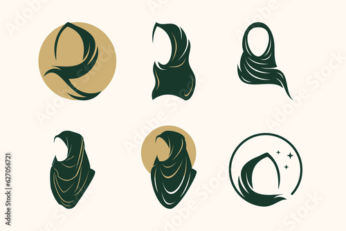 Beauty hijab logo design vector collection with unique element idea photo
