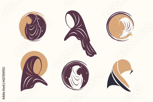 Beauty hijab logo design vector collection with unique element idea
