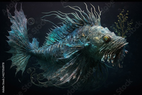 Digital artwork of a mythical aquatic creature. Generative AI