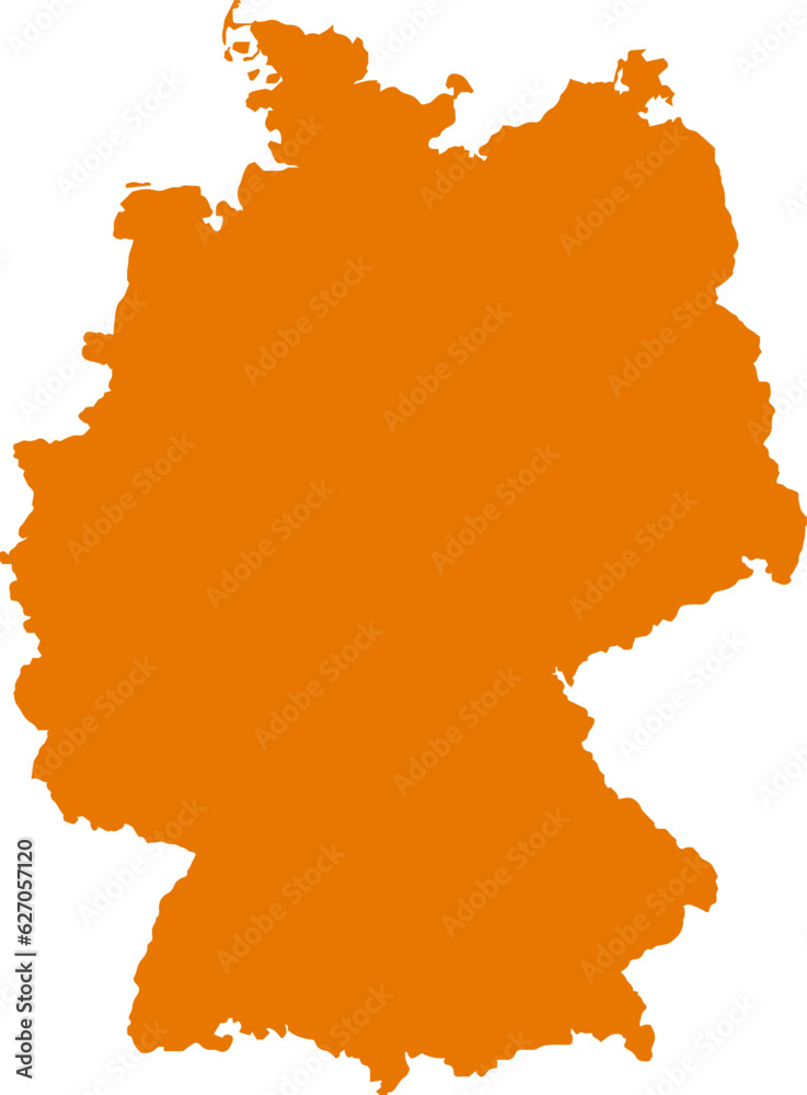 Orange colored Germany outline map. Political german map. Vector illustration map.