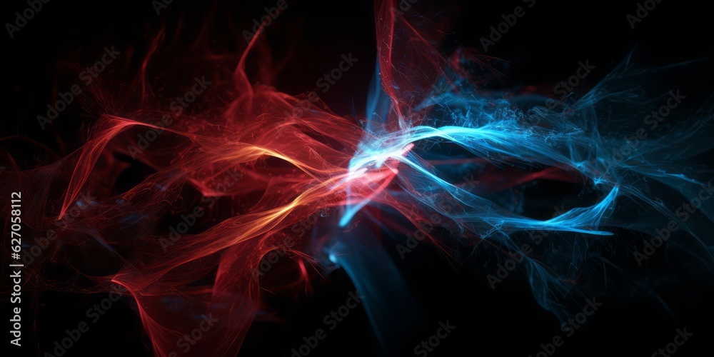 background, Theatrical Display of Blue and Red Electrical Conductors ...