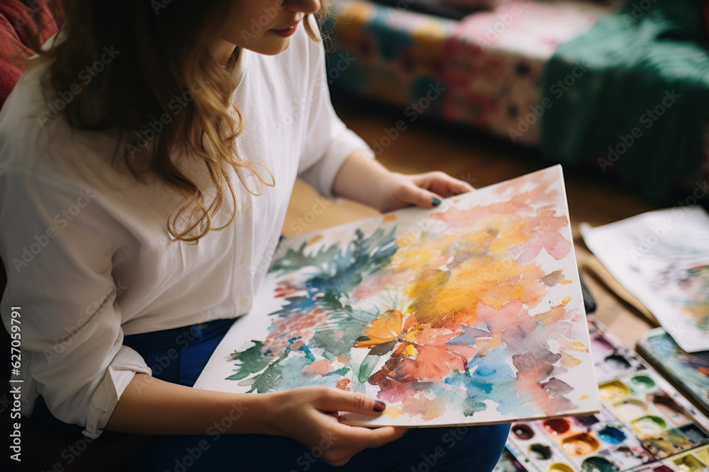 Fototapeta premium A person sharing their mental health journey through art or storytelling.