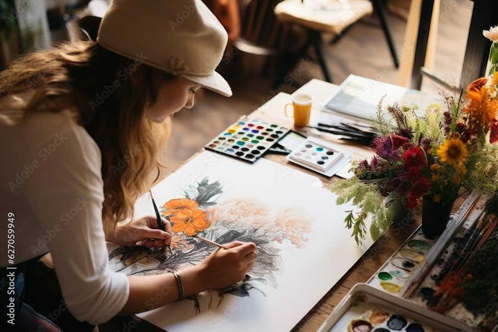 Fototapeta premium A person sharing their mental health journey through art or storytelling.