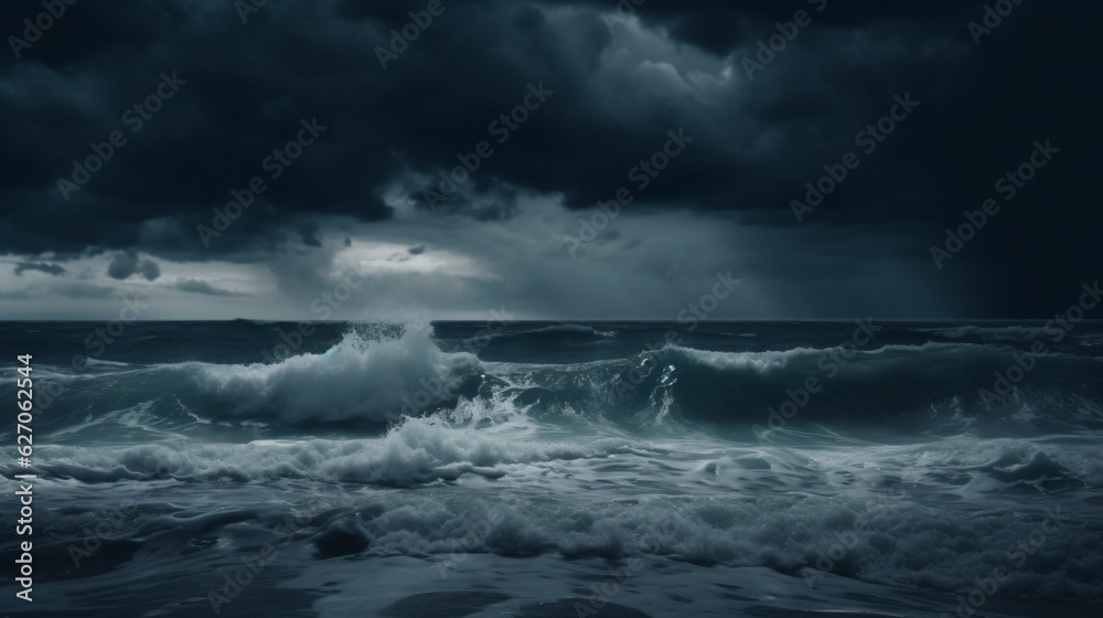 A dramatic storm over the ocean  Generative Ai