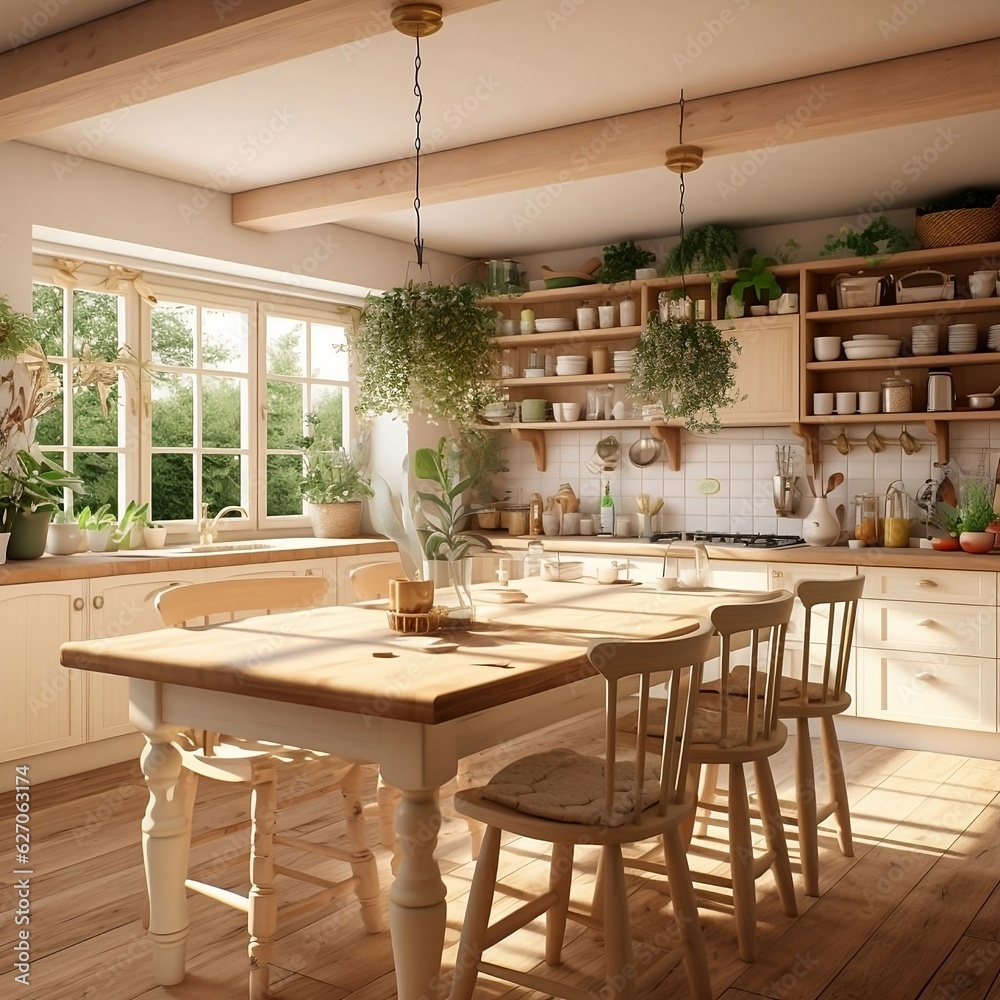wooden modern kitchen interior