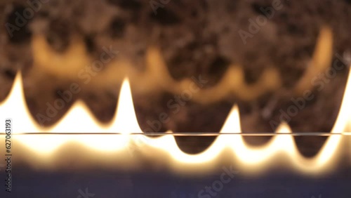 Burning eco bio ethanol fireplace close-up