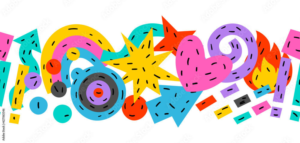 Pattern with abstract funny shapes. Cartoon cute trendy creative image.